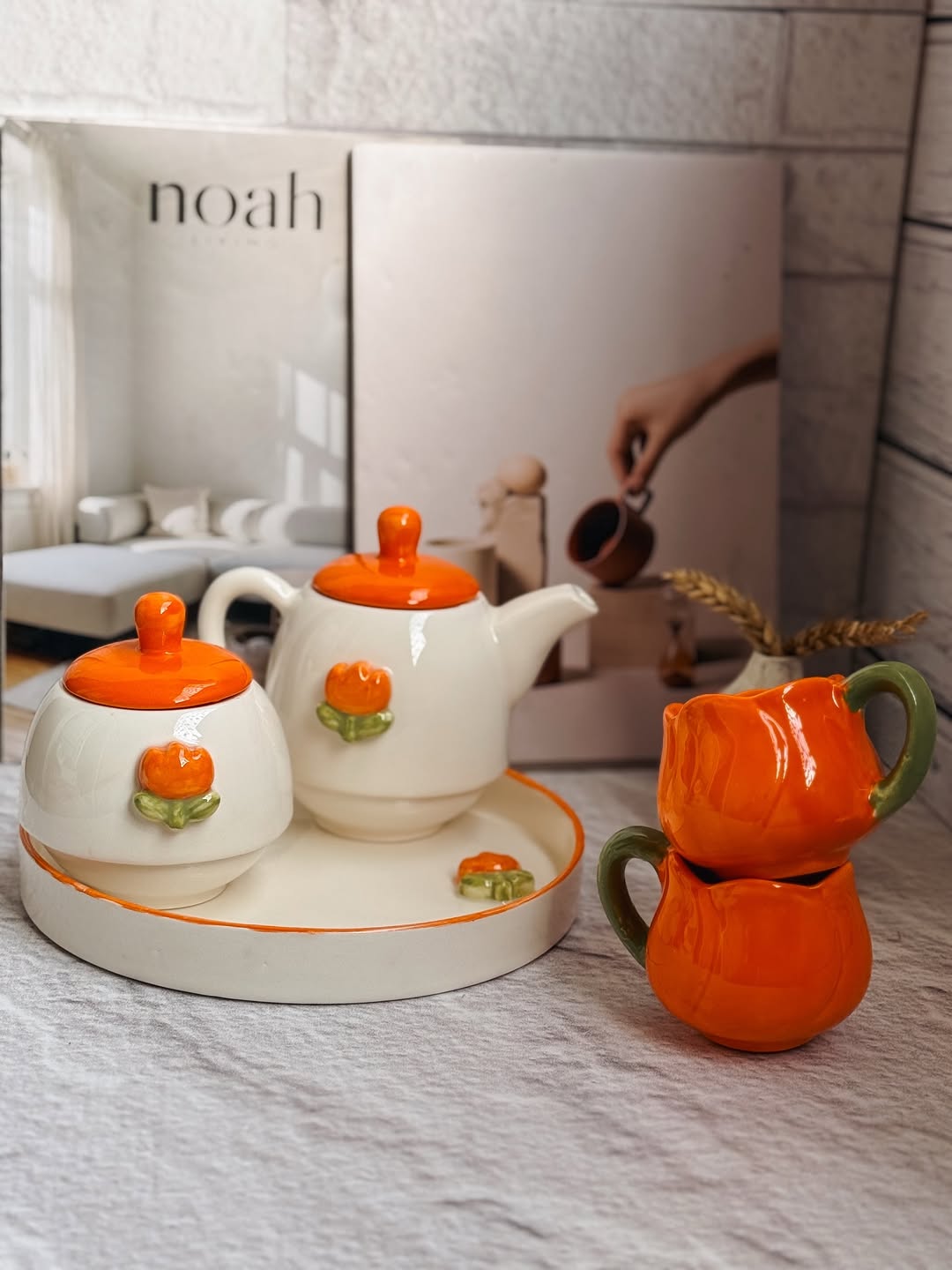 ست گل لاله نارنجی سرامیکی